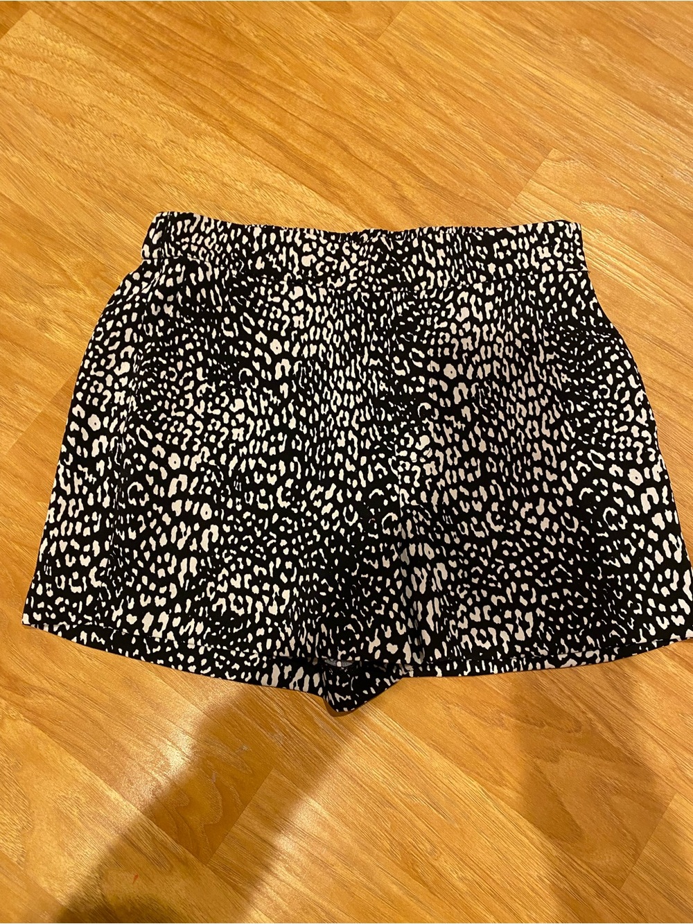 Calvin Klein Black & White Leopard Print High-Waist Shorts